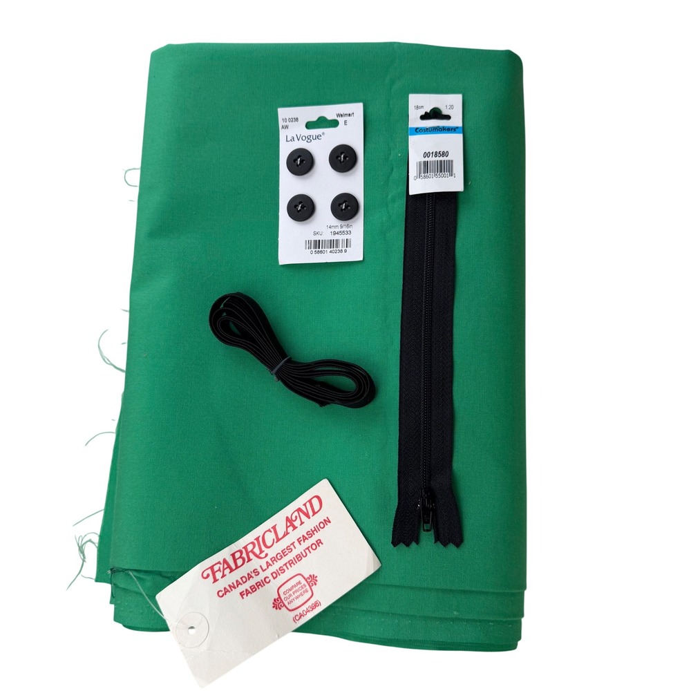 Fabricland Poplin Fabric Sewing Kit Emerald Green DIY Cottagecore 2.6 Yds 45x96